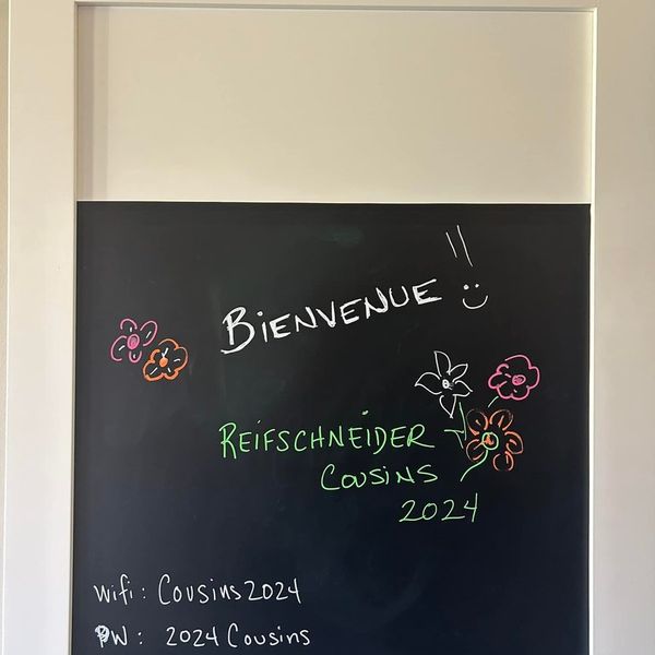 Bienvenue Reifschneider Cousins 2024 chalkboard