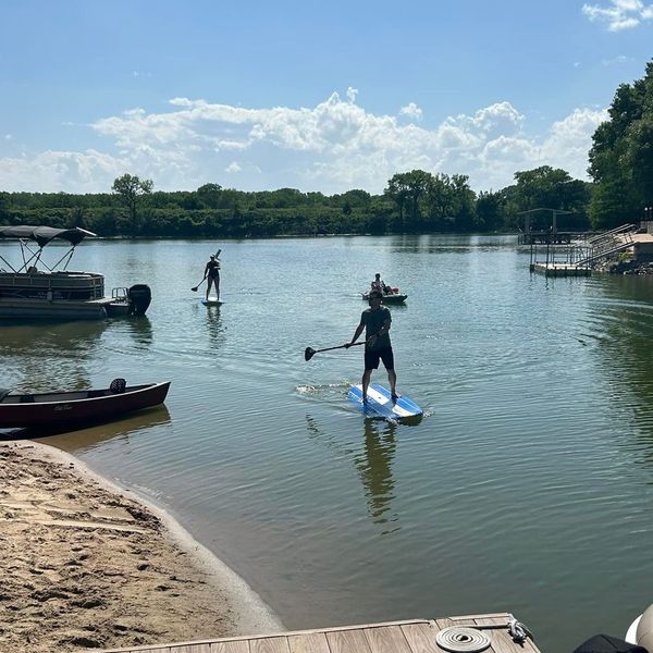 Paddleboarders out on the lake